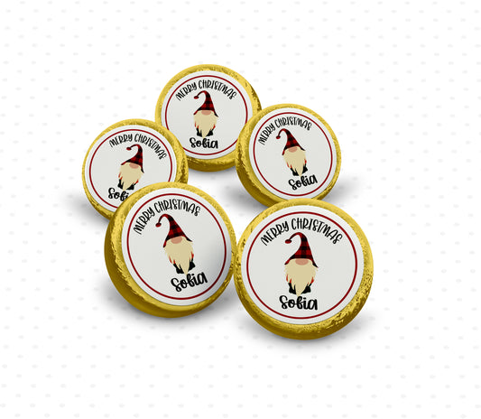 Personalised set of 5 Gonk design Gold chocolate coins