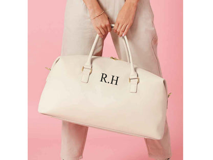 Custom Initial Oyster Weekend Holdall Bag made with Saffiano Grain Leather