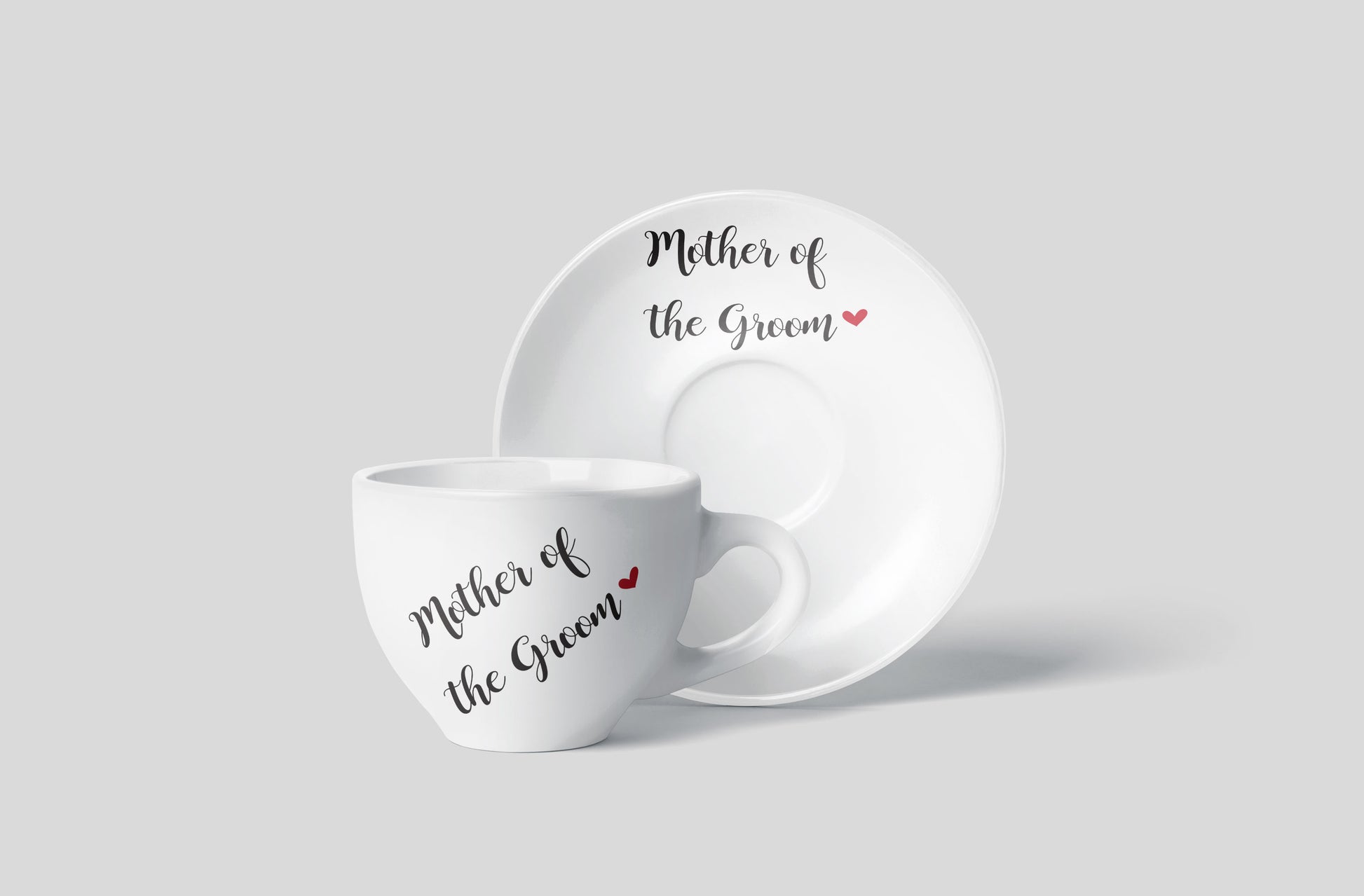 Mother of the Groom personalised teacup and saucer set in porcelain