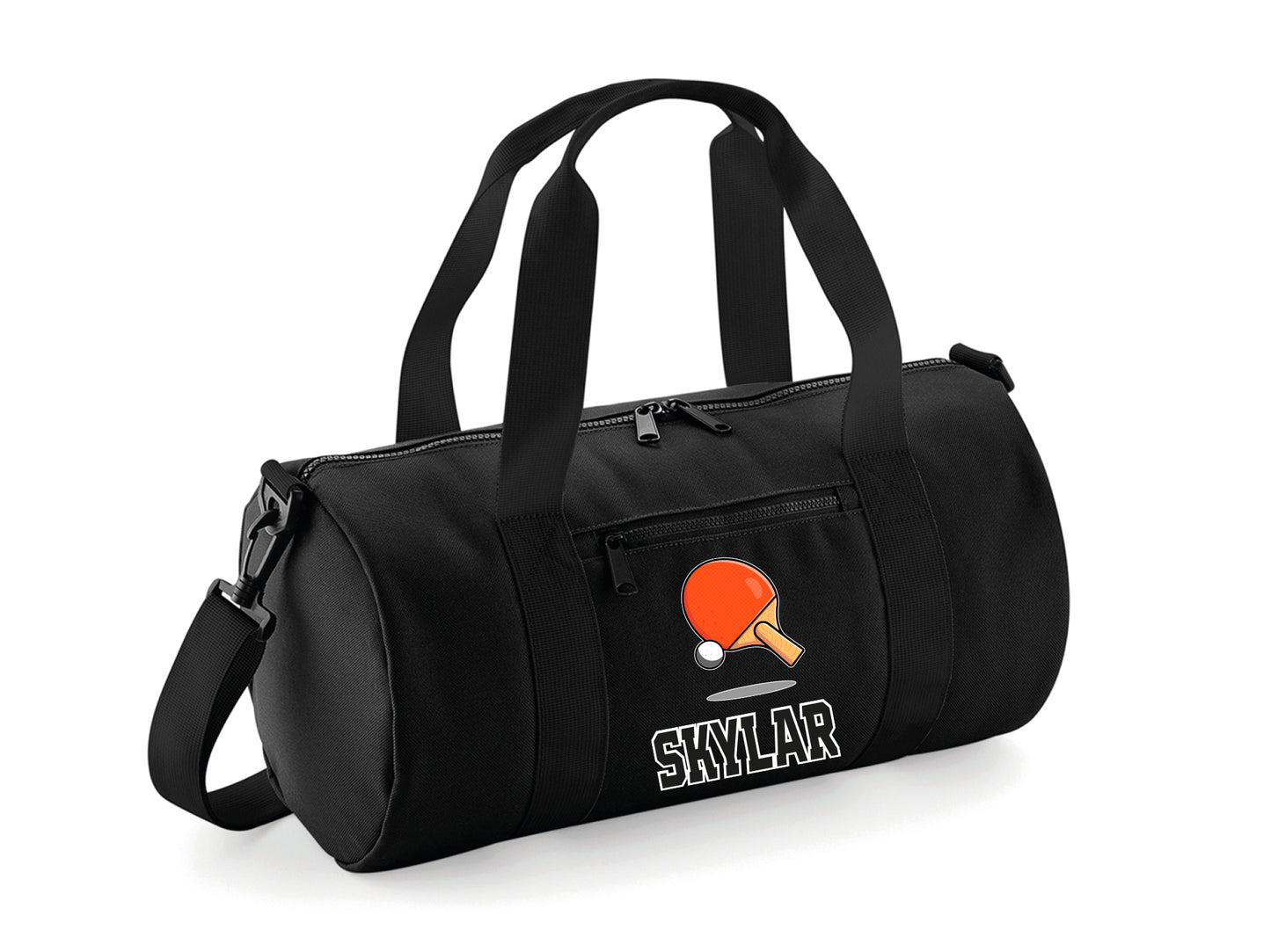 Interior of personalised table tennis bag with zip compartments