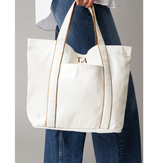Custom embroidered tote bag with personalised name or initials