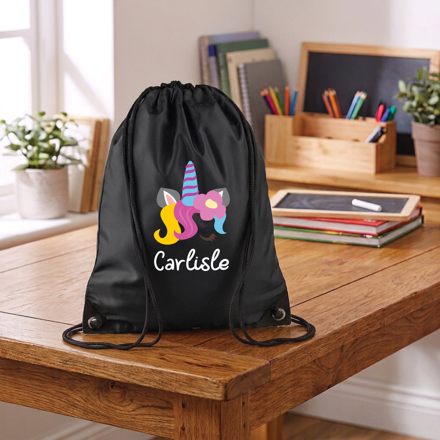 Personalised Unicorn Drawstring Gym Bag
