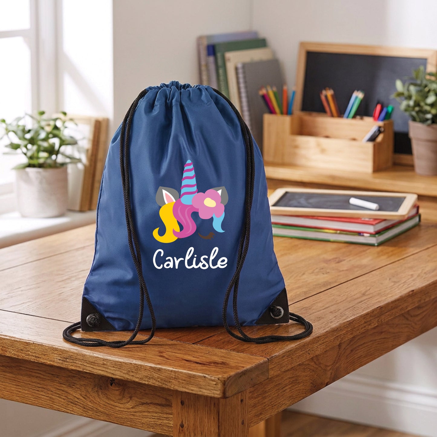 Personalised Unicorn Drawstring Gym Bag