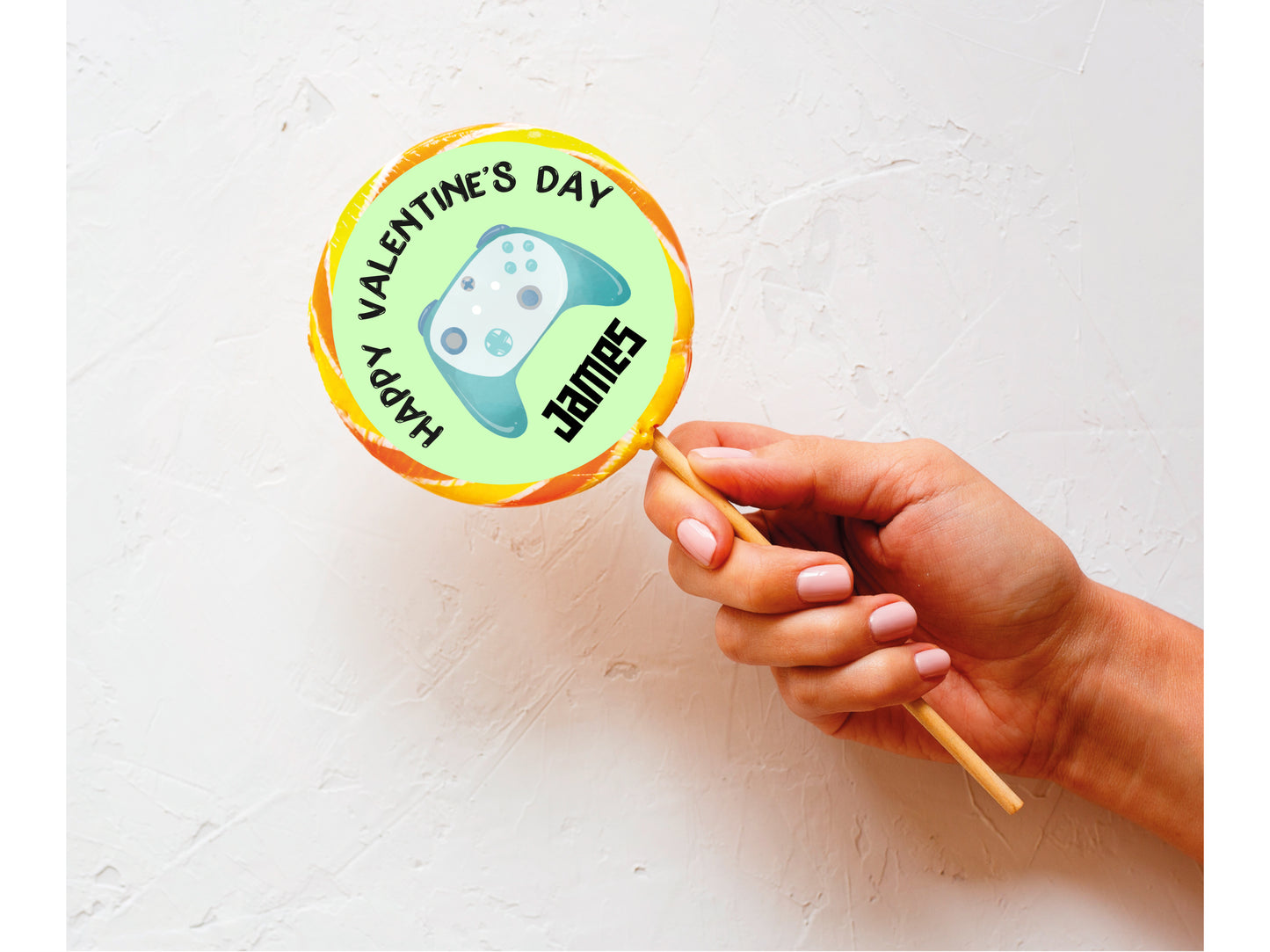 Valentine giant lollipop with heart design and personalised name