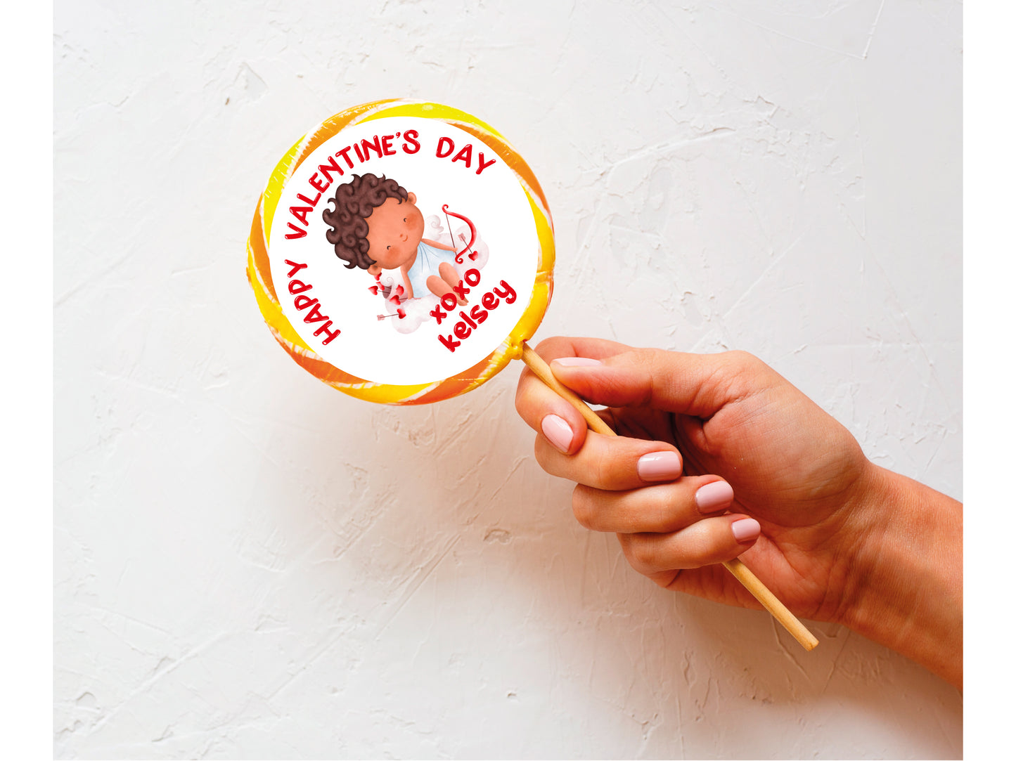 Valentine giant lollipop with pink heart themed design