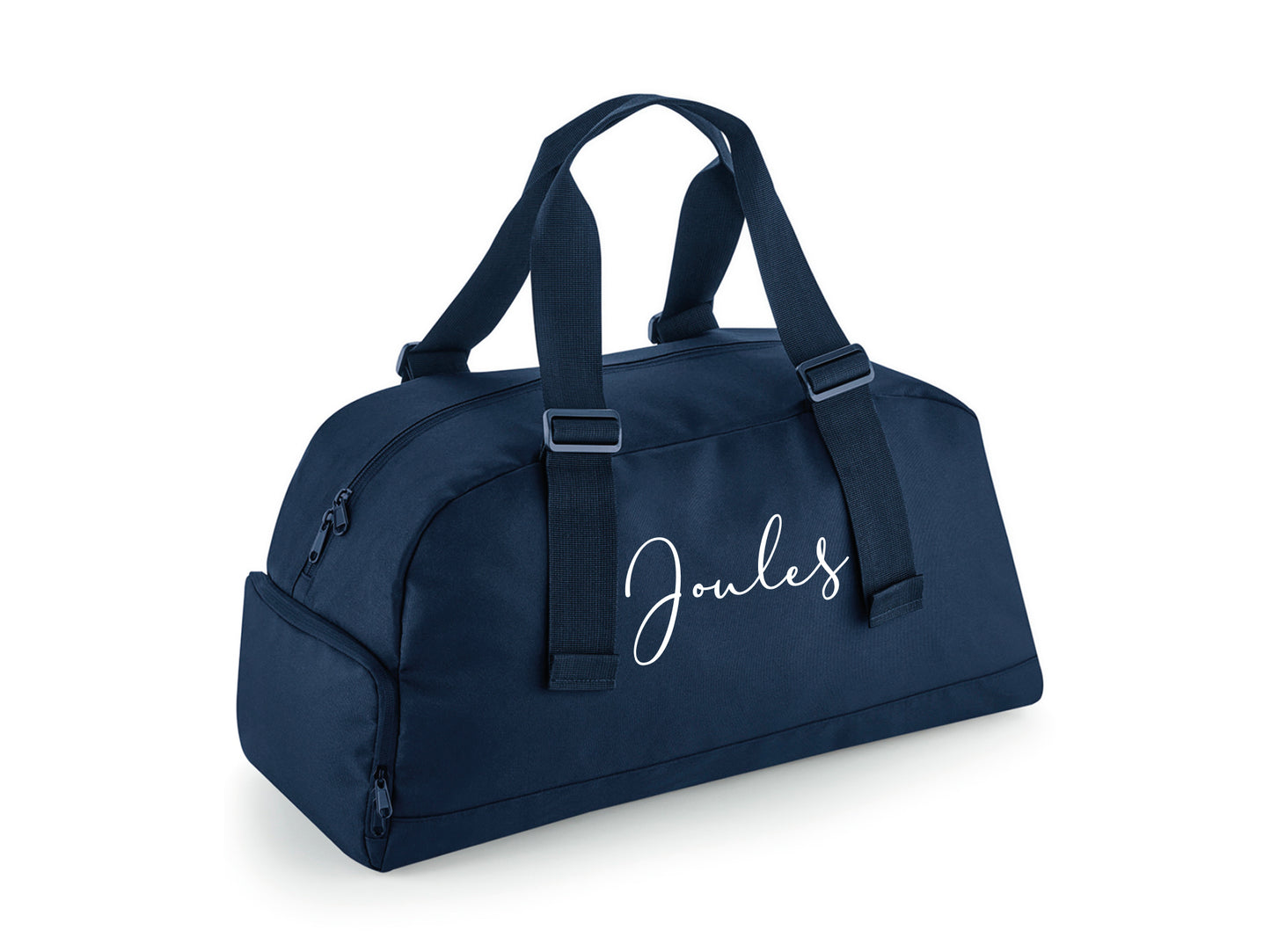 Personalised holdall bags in multiple colours showing name personalisation