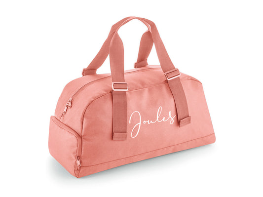 Personalised weekend holdall duffle bag in recycled polyester with custom name