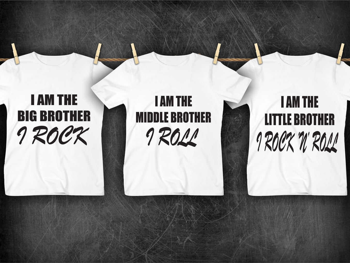 Siblings matching t-shirts showing Big Brother and Little Brother positions in black cotton
