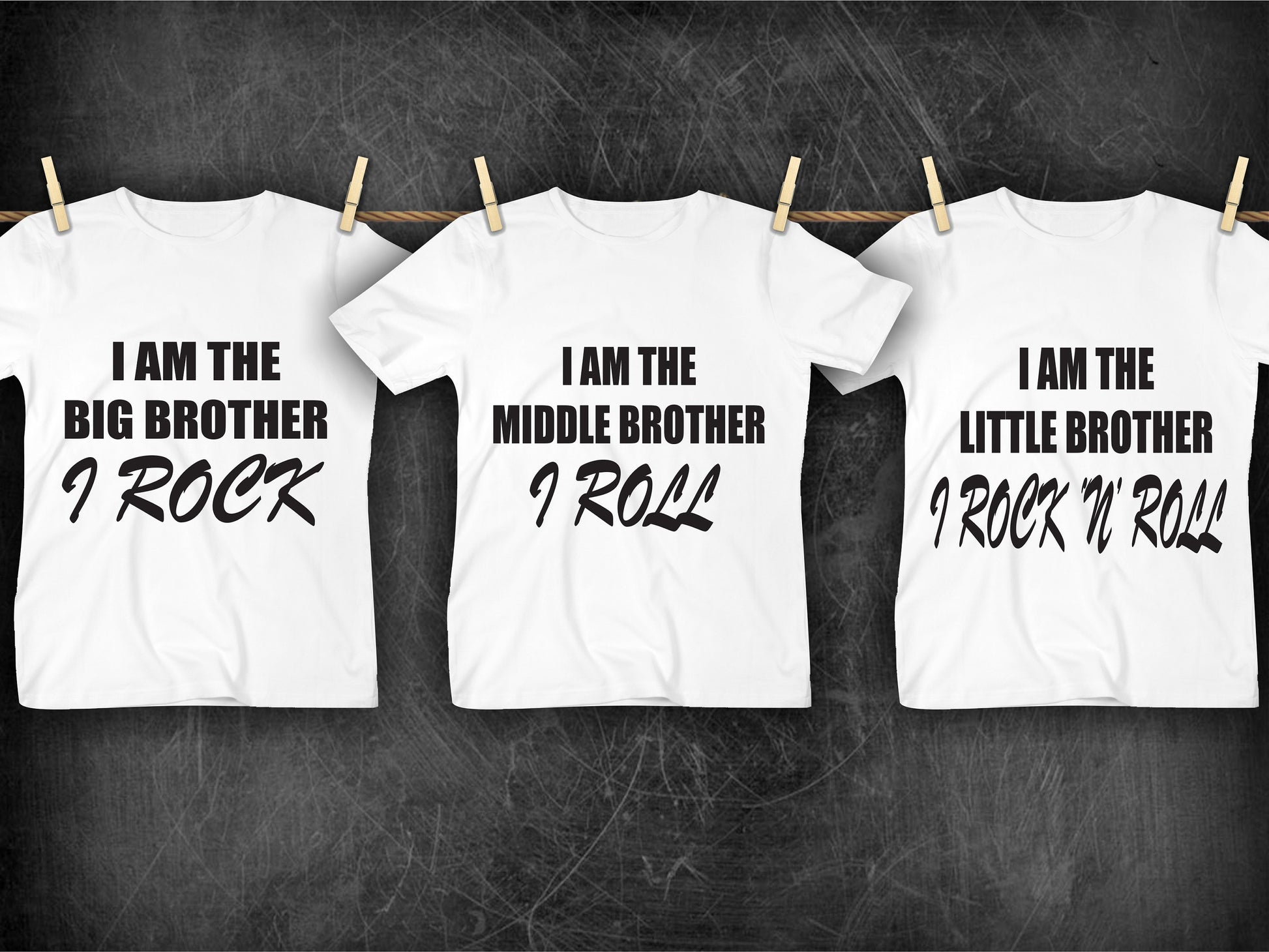 Siblings matching t-shirts showing Big Brother and Little Brother positions in black cotton