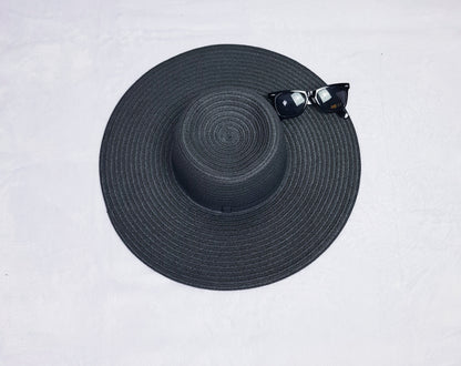 Personalised natural colour floppy beach hat with custom vinyl text for summer and honeymoons