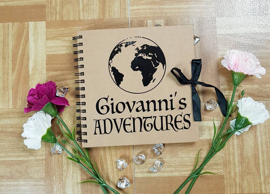 Personalised travel journal with custom cover design, 80 blank pages for photos and memories