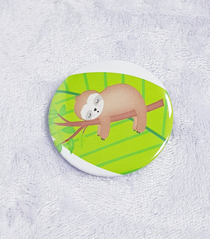 Sloth compact pocket mirror showing front sloth design and back mirror surface