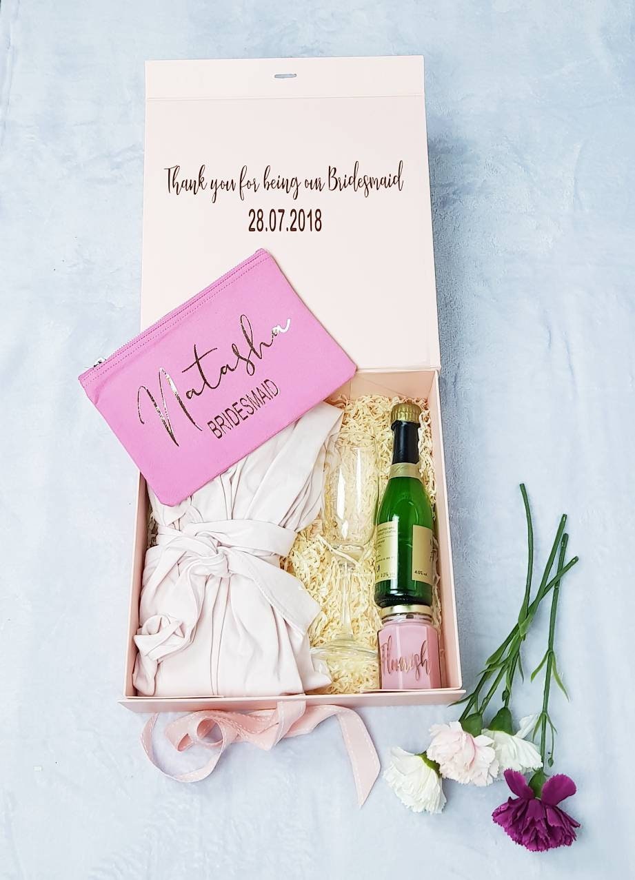 Inside view of personalised bridesmaid proposal box with optional inner message personalisation