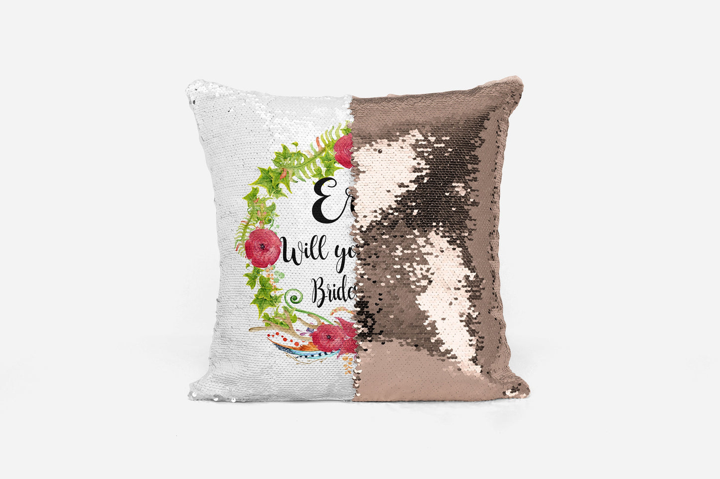 Personalised black sequin reversible cushion with hidden personalised message