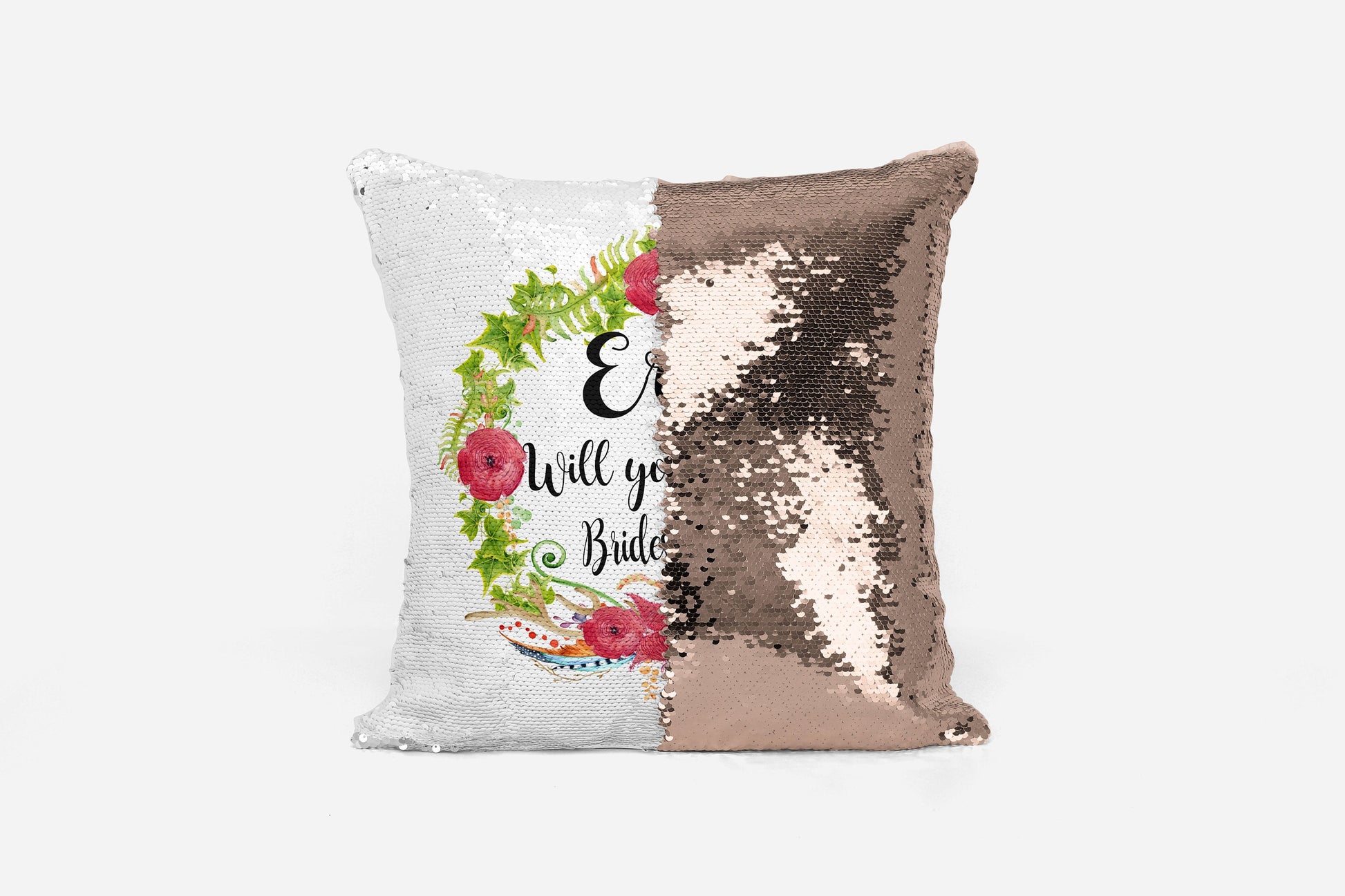 Personalised black sequin reversible cushion with hidden personalised message