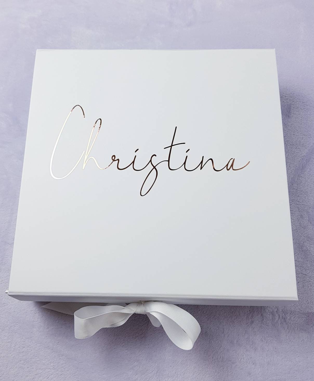 Personalised bridesmaid gift box showing inner lid message personalisation option