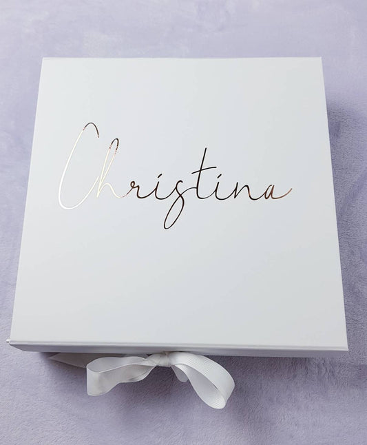 Personalised bridesmaid gift box showing inner lid message personalisation option