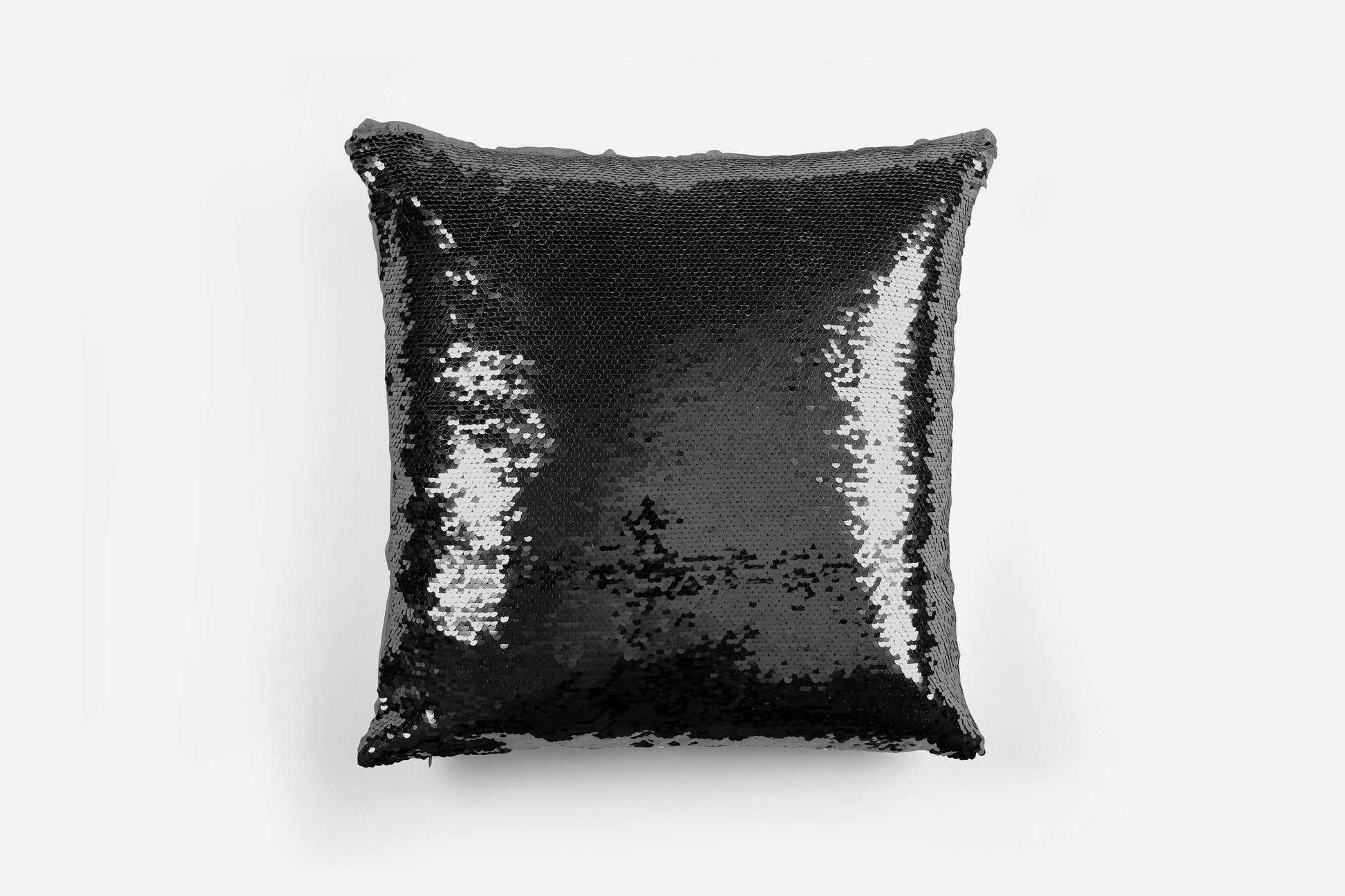 Close-up of personalised message revealed on sequin reversible cushion cover