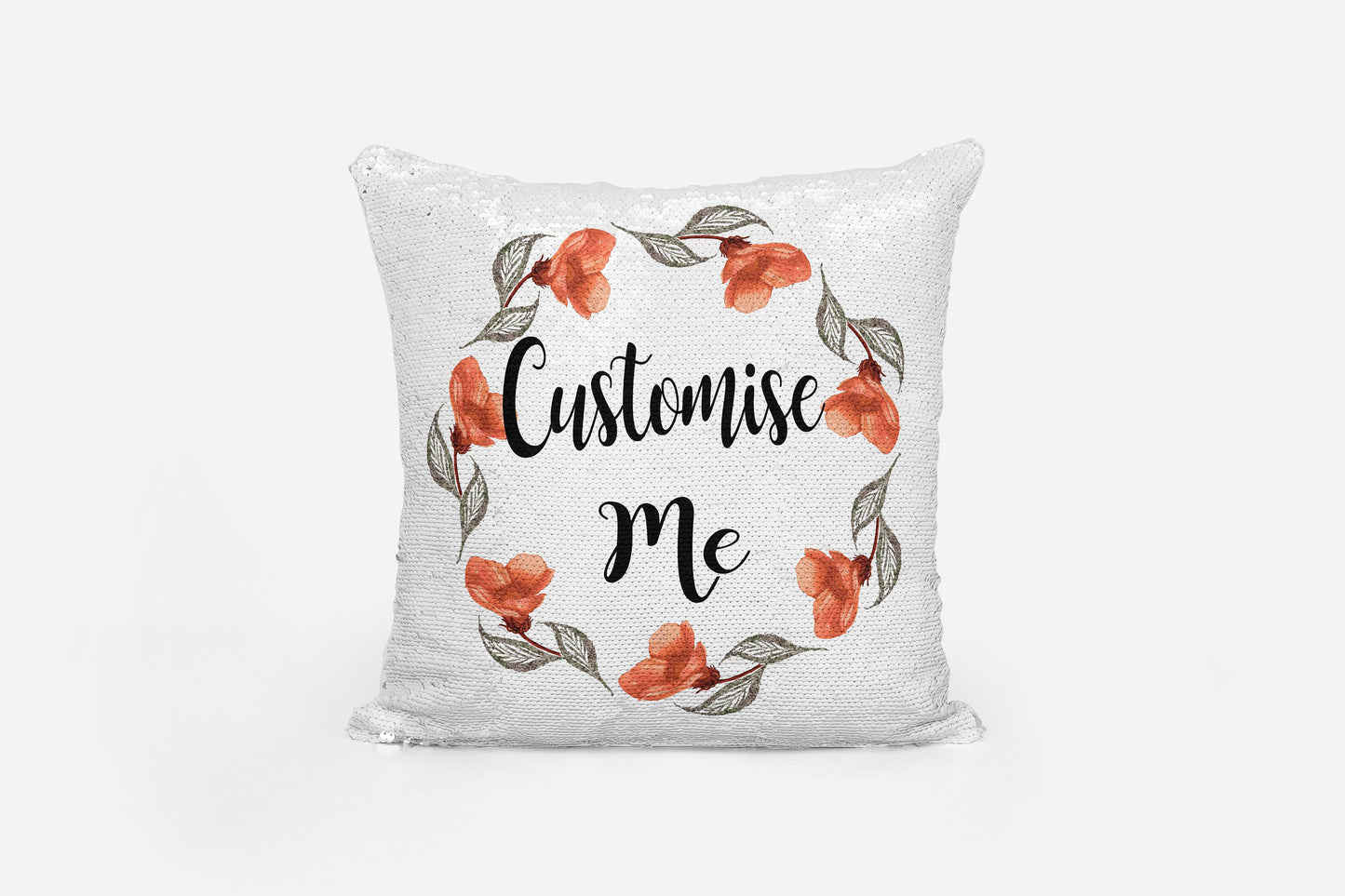Personalised black sequin reversible cushion cover with hidden personalised message
