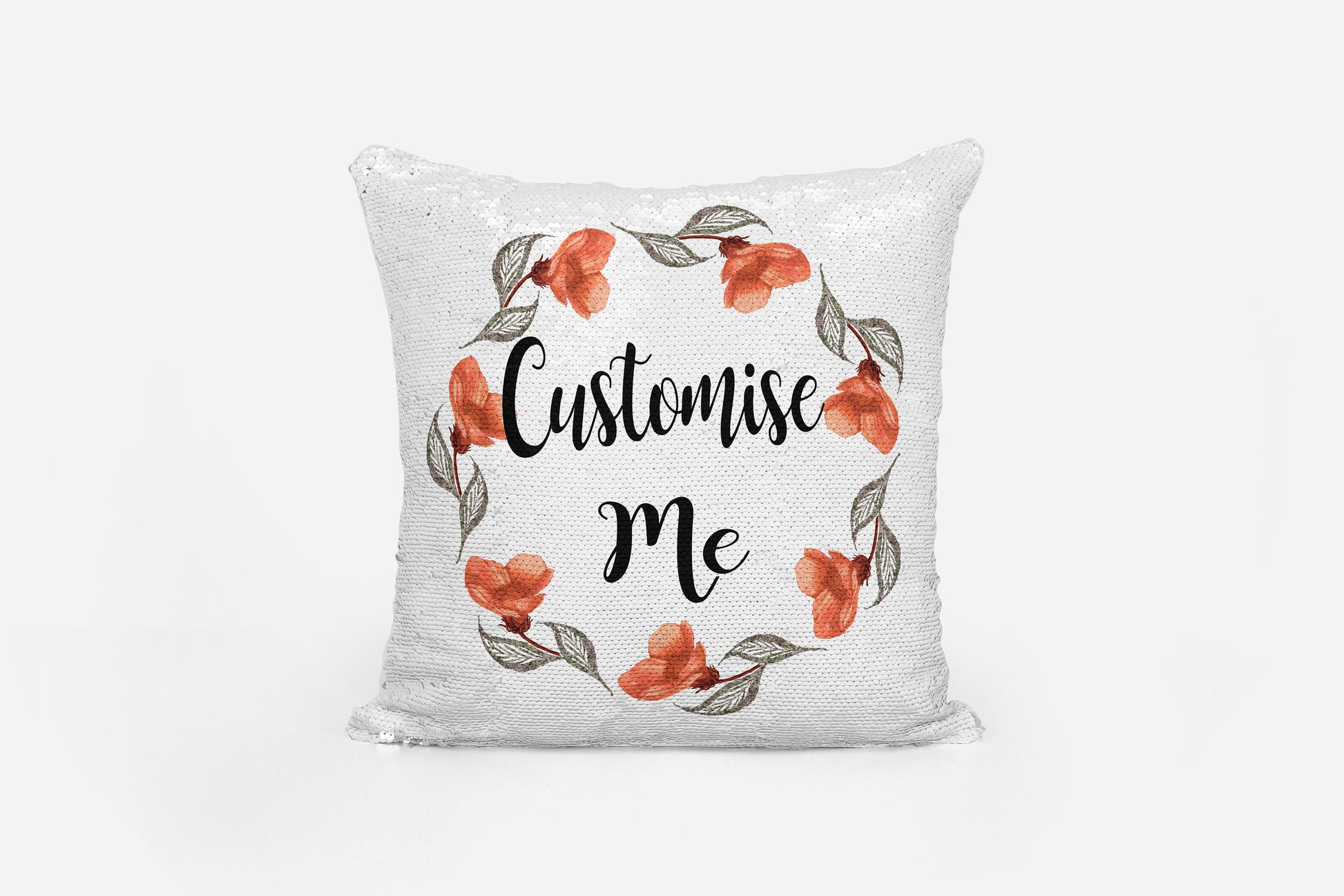 Personalised black sequin reversible cushion cover with hidden personalised message