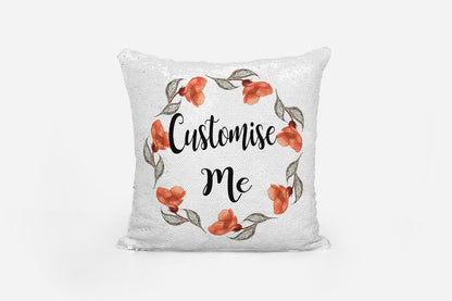Personalised black sequin reversible cushion cover with hidden personalised message