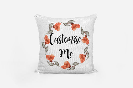 Personalised black sequin reversible cushion cover with hidden personalised message