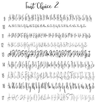 Font style options available for personalised bridesmaid gift box customisation
