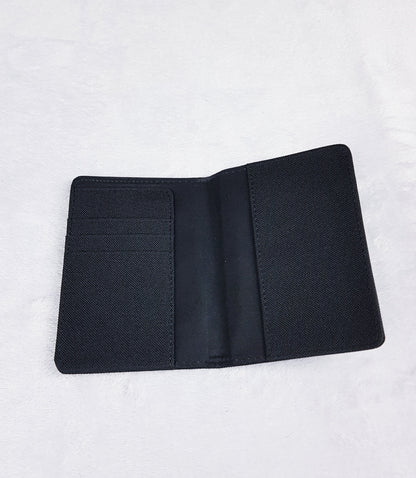 Interior of personalised passport holder showing 3 card slots and passport pocket