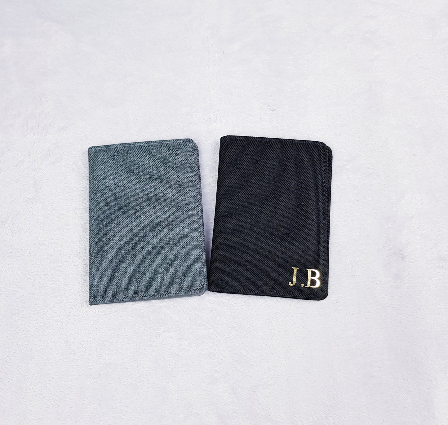 Personalised passport cover with credit card wallet slips and gold foil name, premium mens gift