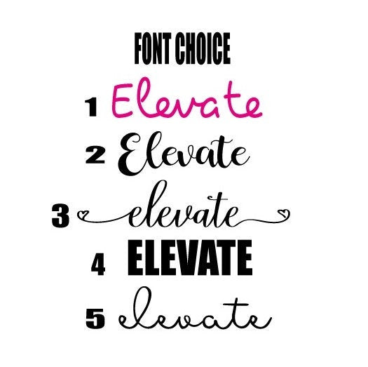 Font style options available for personalised water bottle customisation
