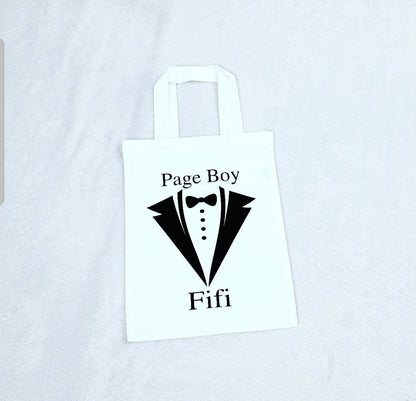 Wedding party gift bags for flower girls and page boys displayed together