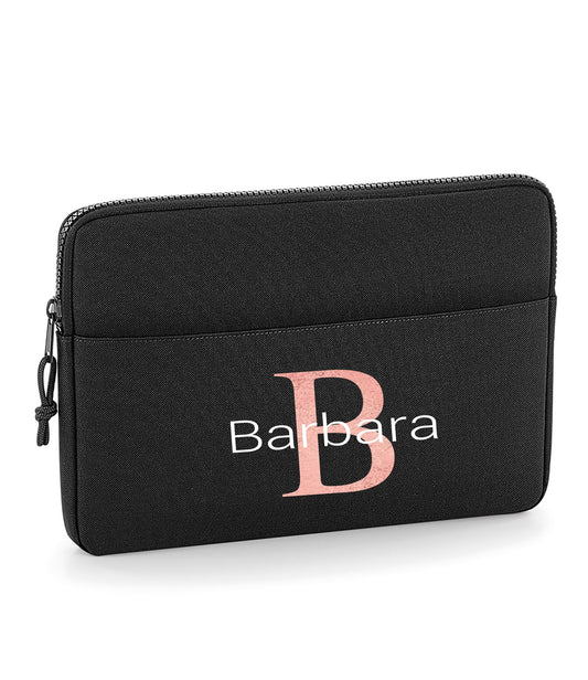 Personalised laptop sleeve bag for 15.6 inch laptops with custom name and initials
