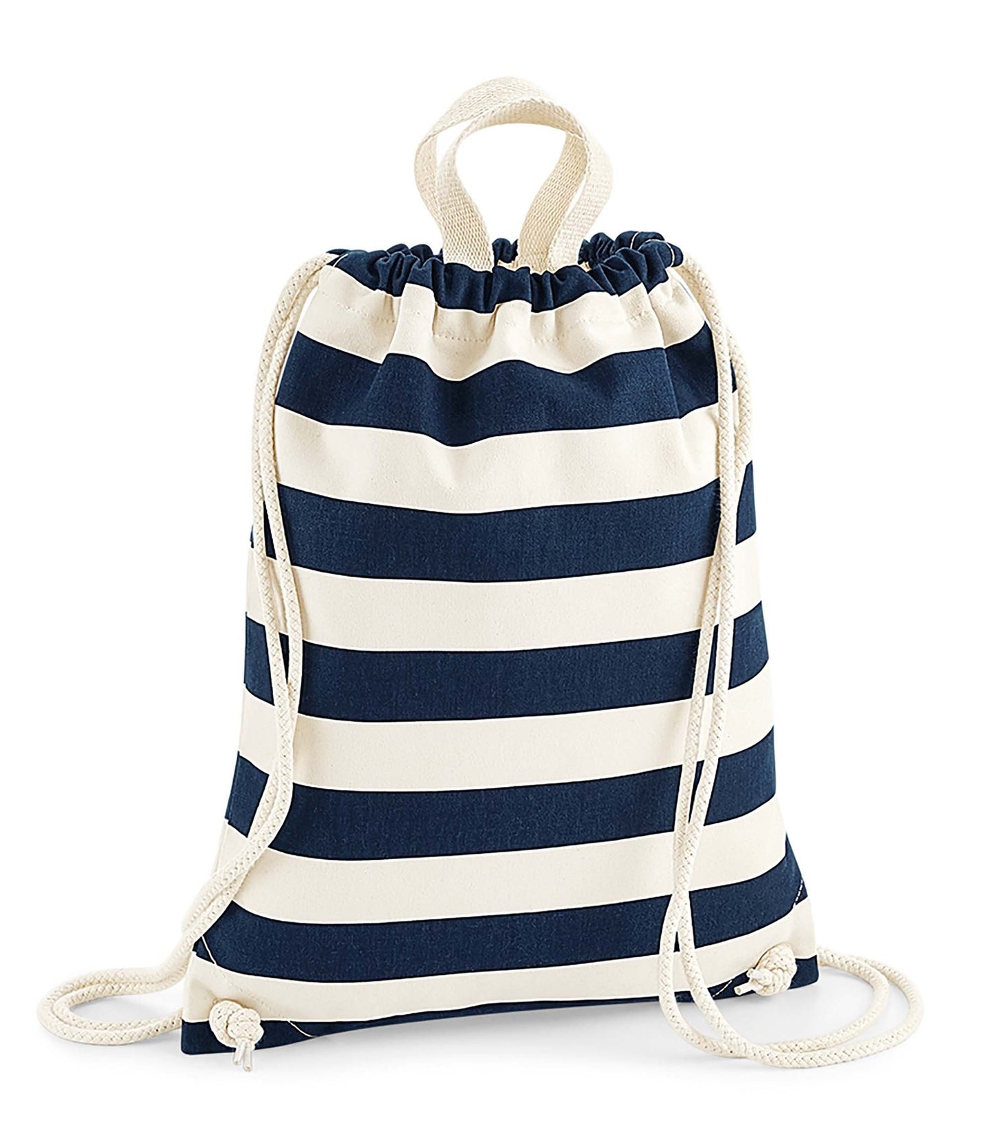 Personalised gym sac showing drawstring closure and cotton canvas fabric detail