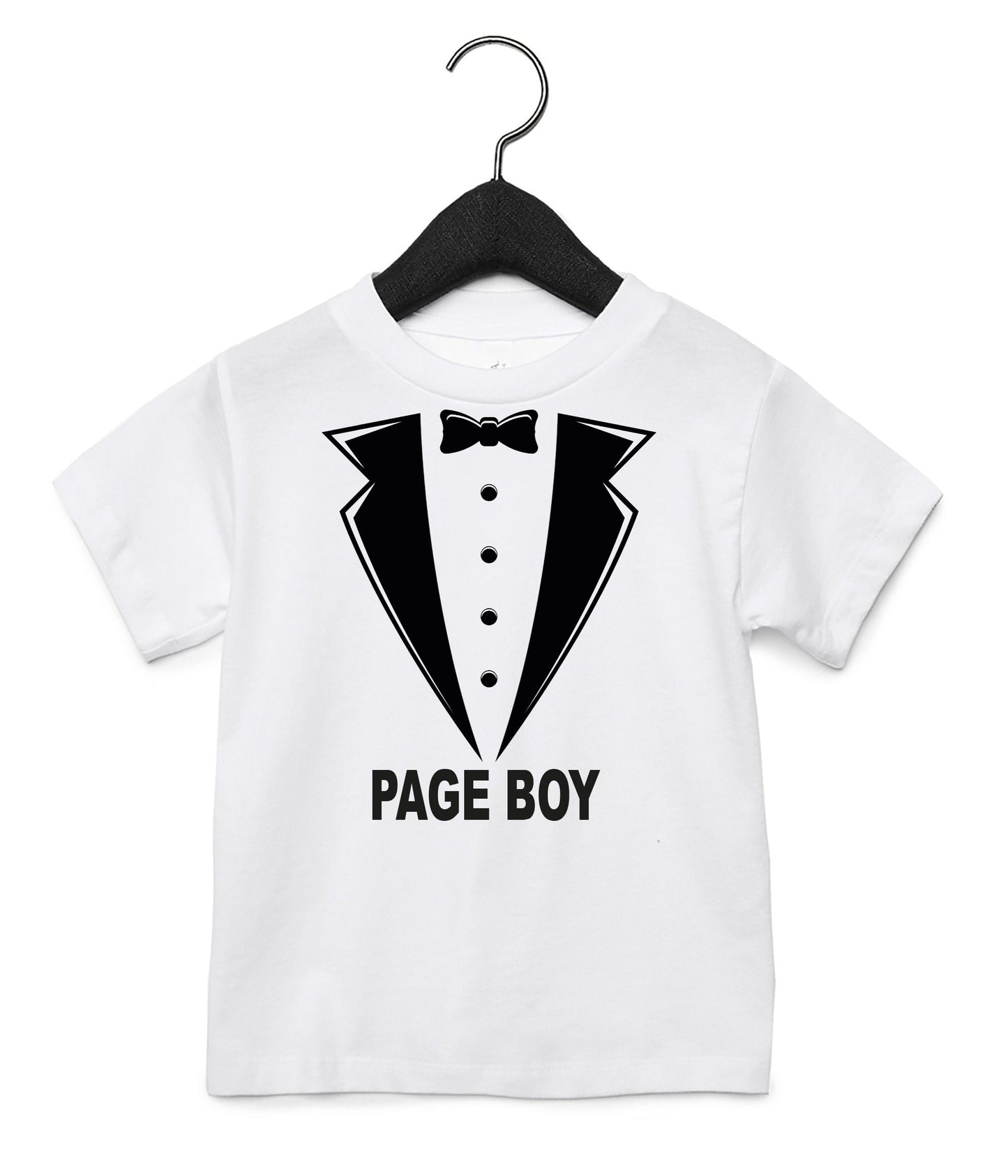 Back of personalised page boy shirt showing custom name personalisation