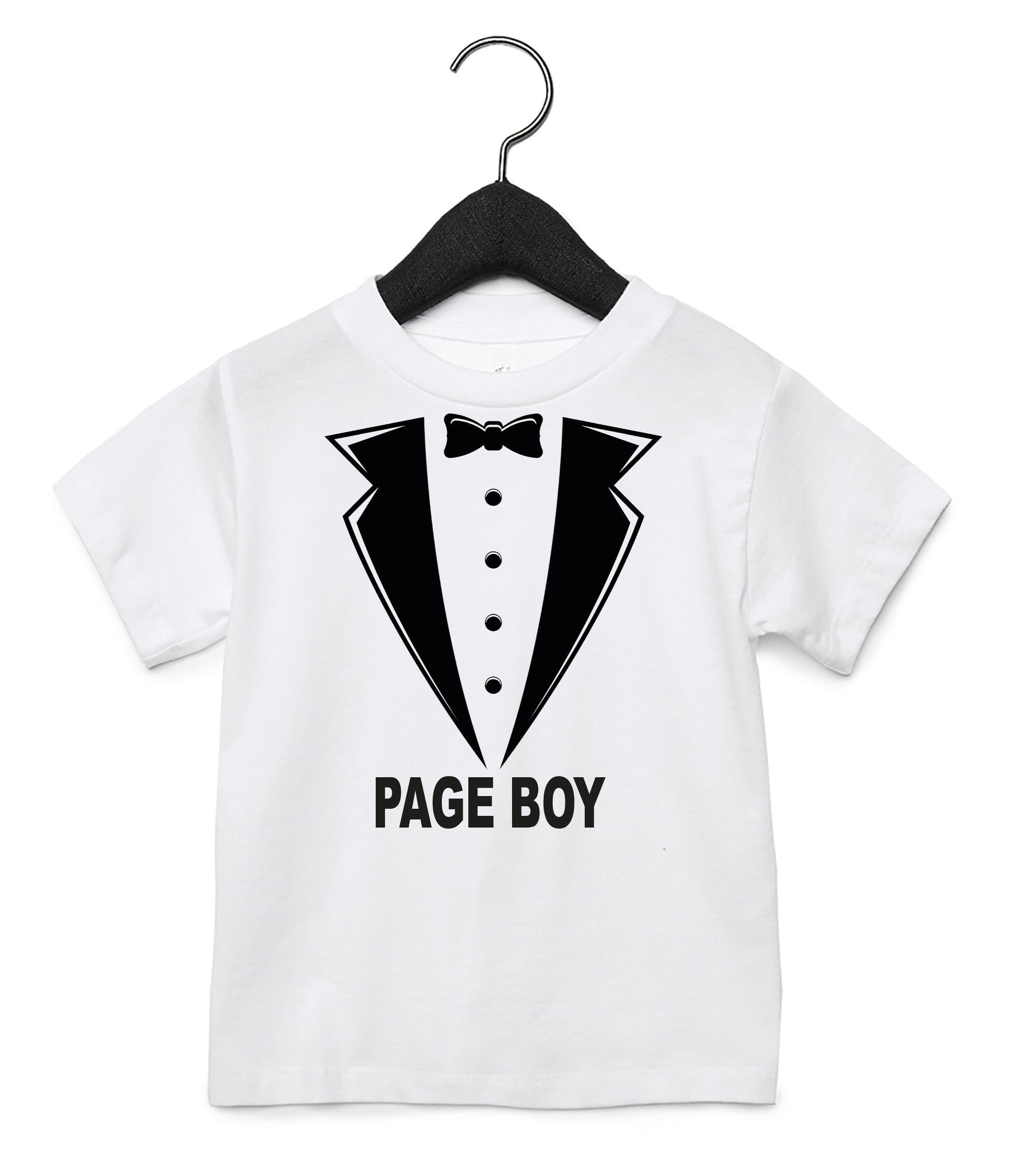 Back of personalised page boy shirt showing custom name personalisation