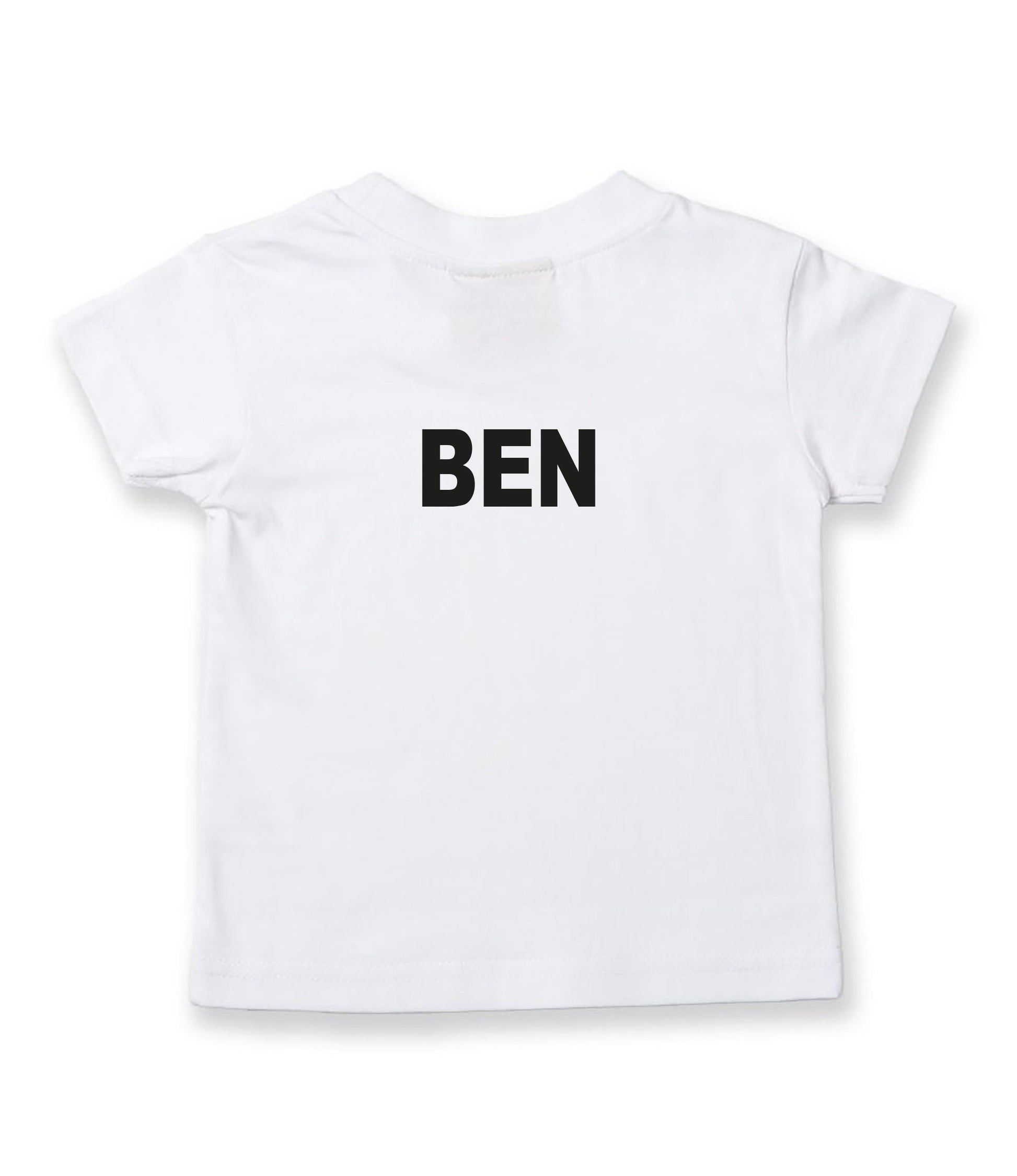 Page boy and ring bearer personalised shirts displayed together for wedding morning