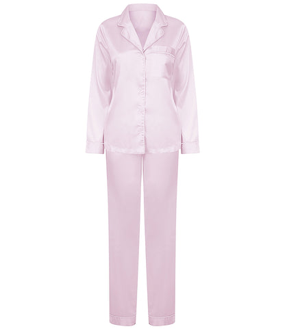 Close-up of rose gold floral initial personalisation detail on satin bridal pyjama top