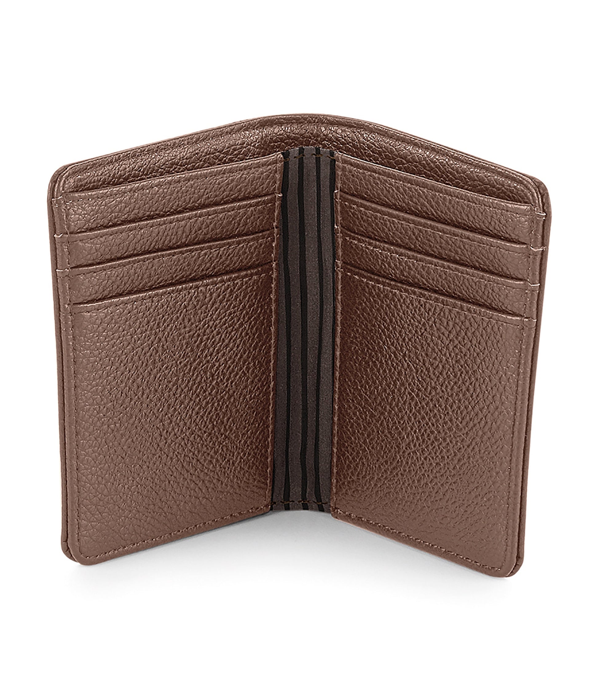 Personalised black leather-look wallet with custom name detail