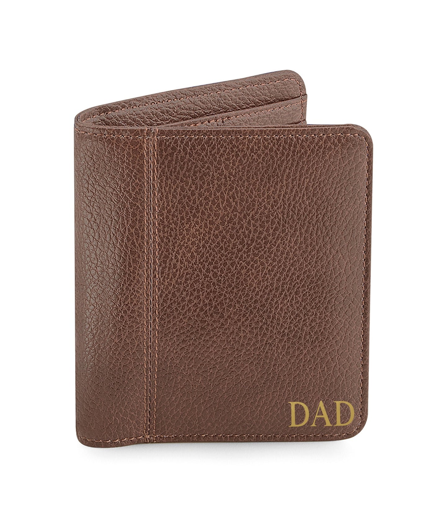 Personalised tan leather-look wallet with custom monogram initials, NuHide material