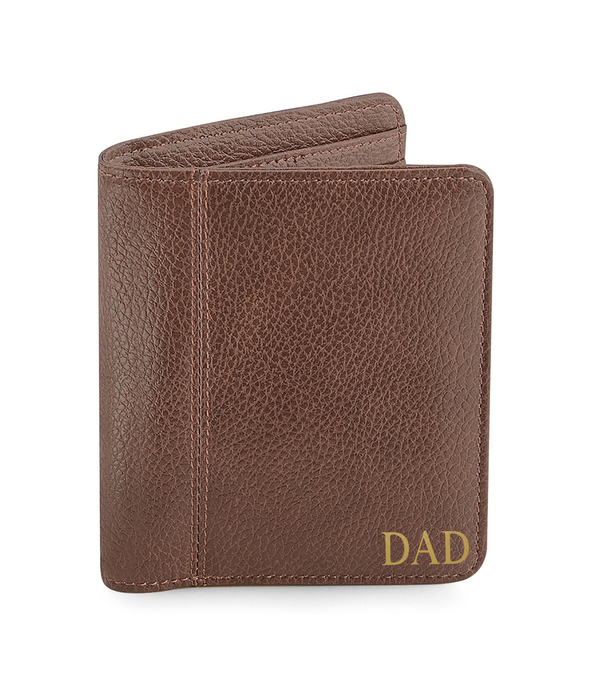 Personalised tan leather-look wallet with custom monogram initials, NuHide material