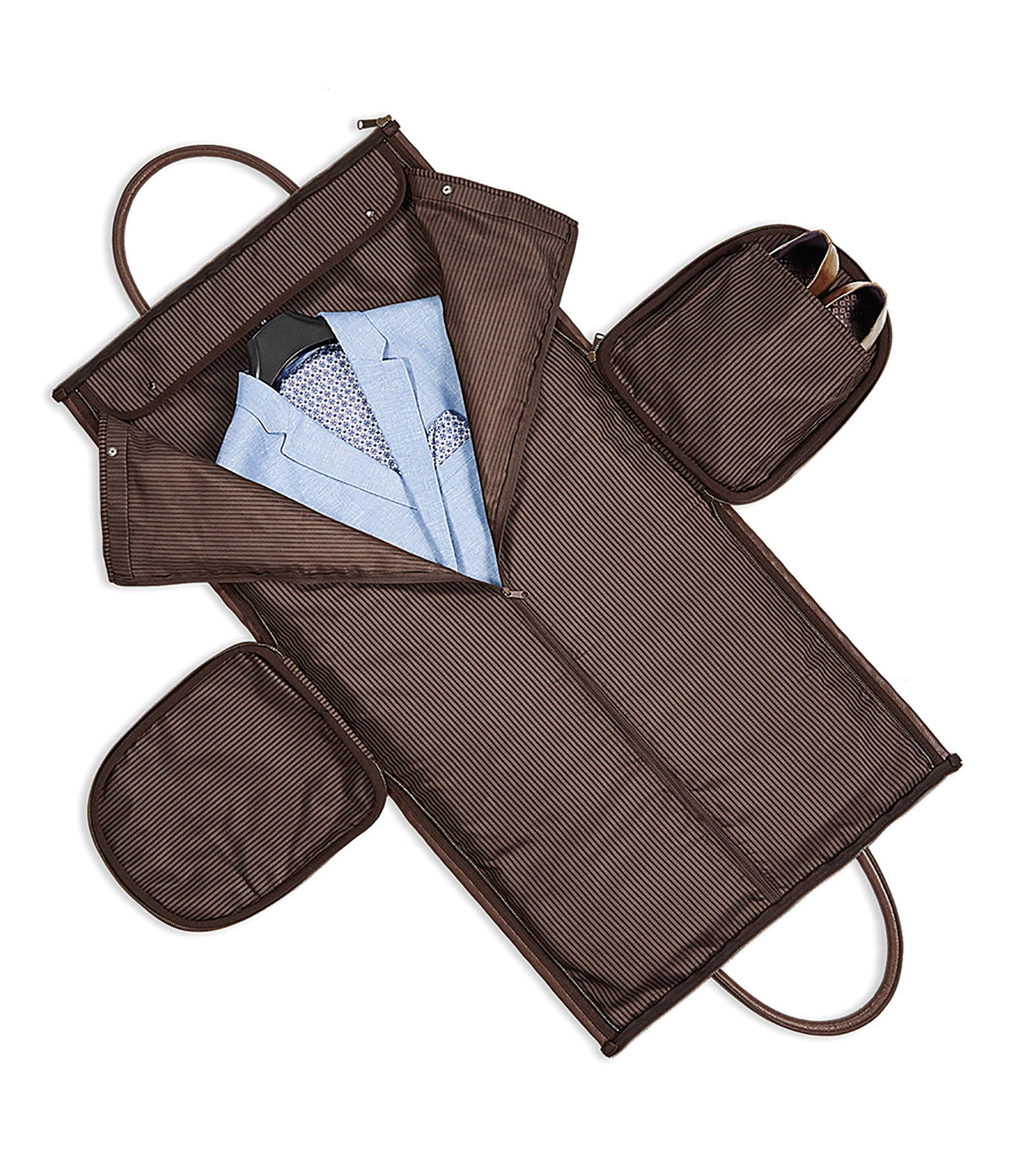 External zip pocket and interlocking zip closure detail on personalised leather-look holdall