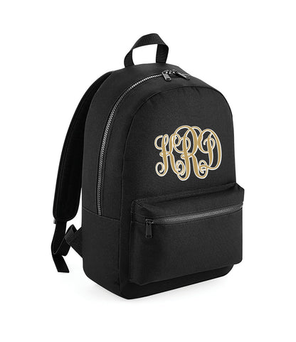 Padded back panel detail on personalised monogram kids school backpack