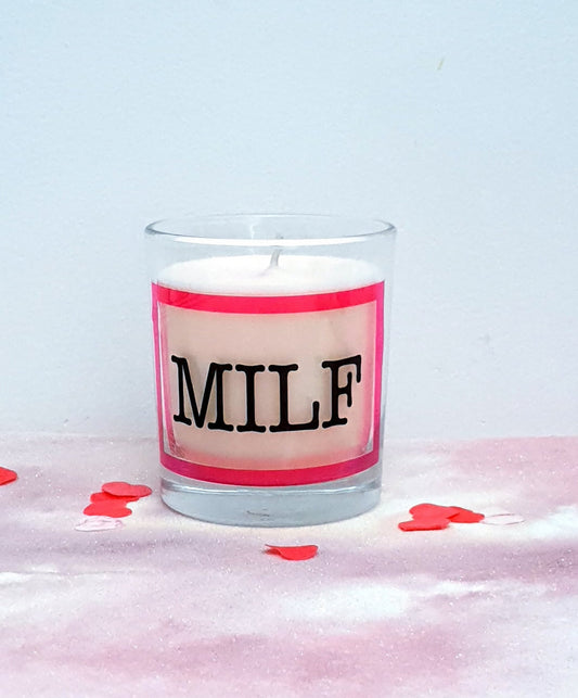 MILF scented candle gift, funny novelty present for mums