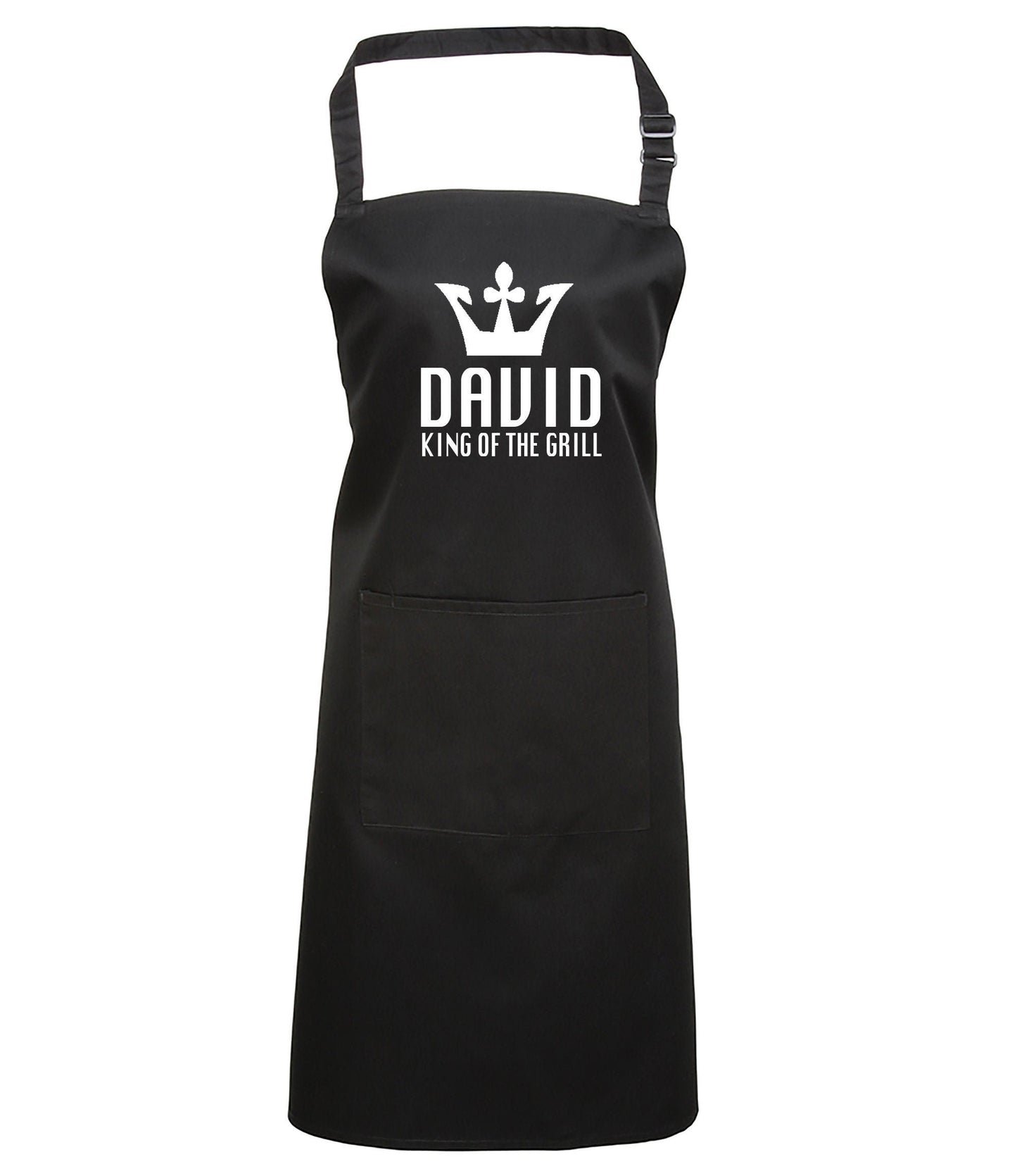Personalised King of the Grill apron with custom name, BBQ gift for dad