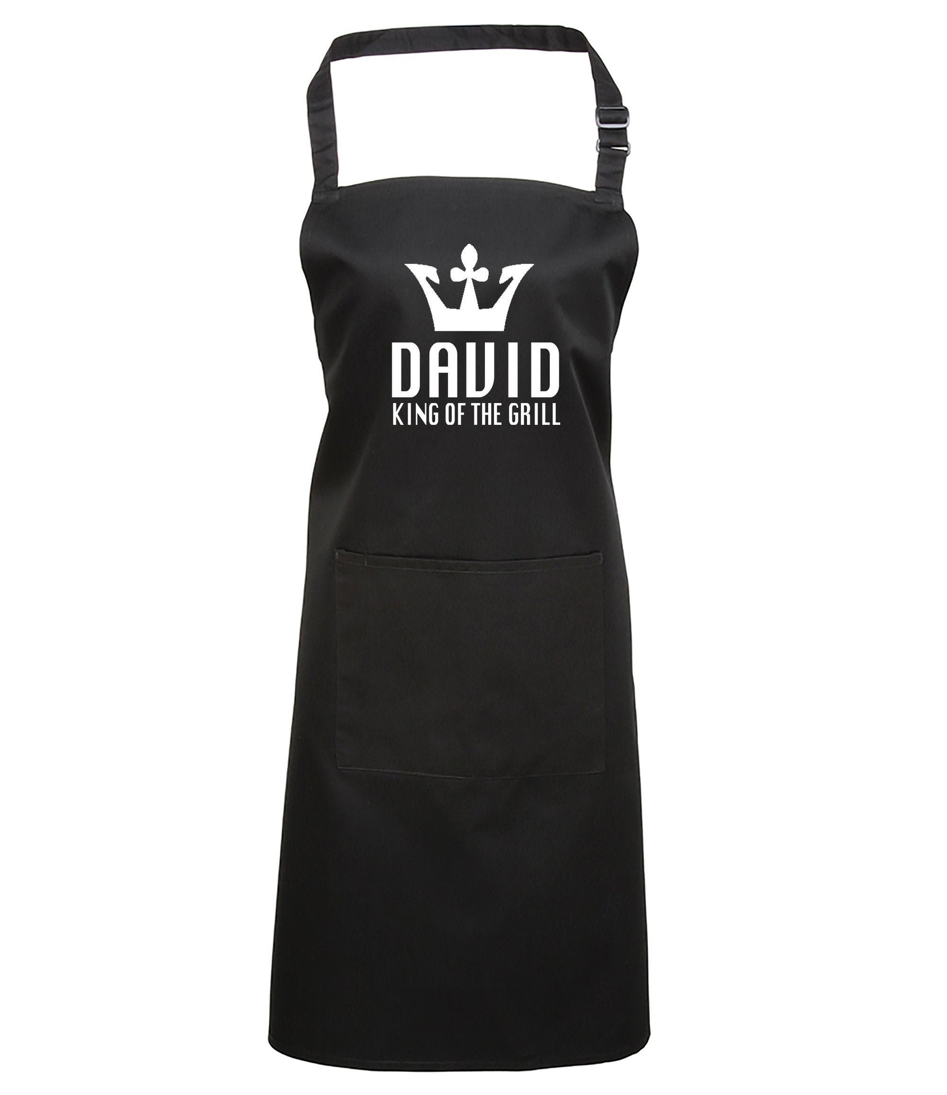 Personalised King of the Grill apron with custom name, BBQ gift for dad
