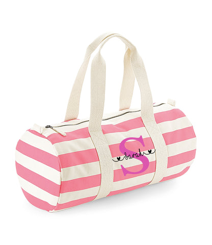 Personalised Nautical Pink overnight weekender bag