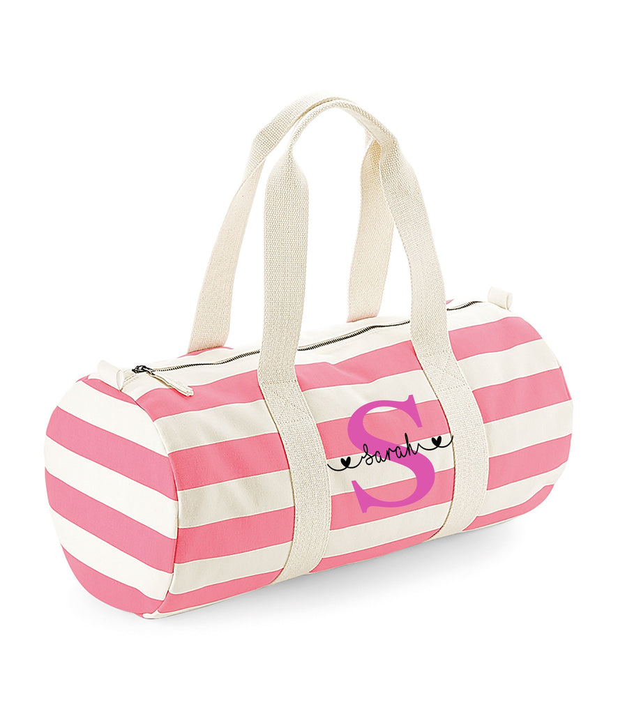 Personalised Nautical Pink overnight weekender bag