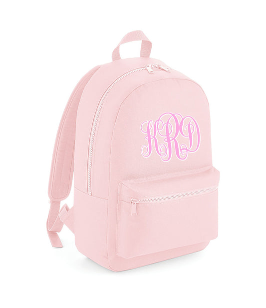 Personalised kids backpack showing padded adjustable shoulder straps and grab handle