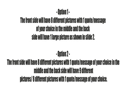 Two-sided personalised satin photo pillow showing both front and back panel arrangements