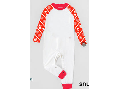 Children's matching Christmas pyjamas set with personalised Christmas-themed monogram